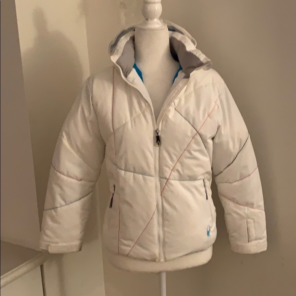 Spyder Girls White Ski Jacket w/multicolor trim